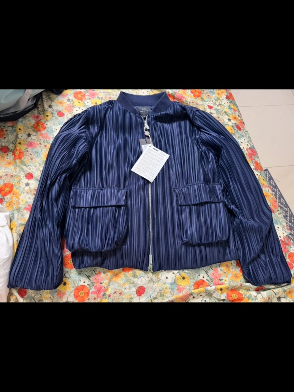 Armani Exchange Women’s Pleated Bomber Jacket – NWT – Size Medium